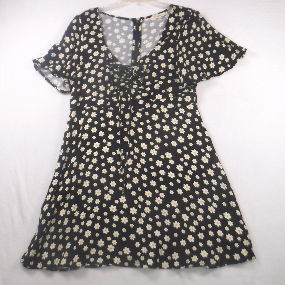 Rewind‎ Womens XXL Black Daisy Floral Lace Up Sweetheart Mini Dress NKD49151X11